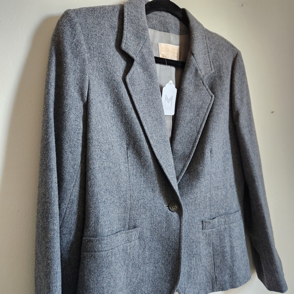 Pendleton Wool Blazer Gray With Shoulder Pads - image 7